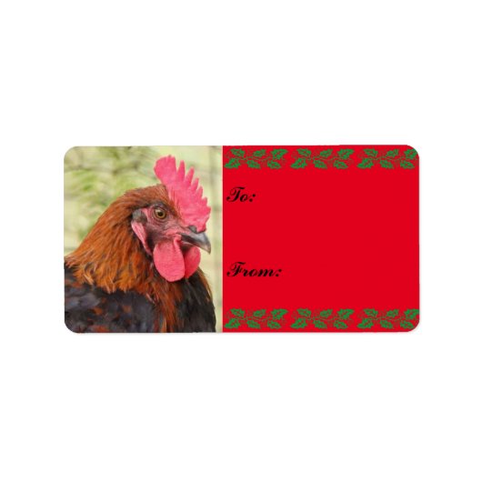 Black Copper Maran Rooster-Label met kerstcadeau Etiket (Voorkant)