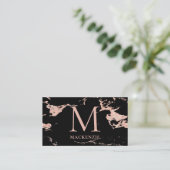 Black Copper Roos Gold Foil marble Monogram Visitekaartje (Staand voorkant)
