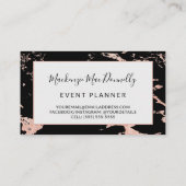 Black Copper Roos Gold Foil marble Monogram Visitekaartje (Achterkant)