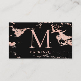 Black Copper Roos Gold Foil marble Monogram Visitekaartje