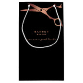 Black Copper Scissors Logo Business Klein Cadeauzakje (Achterkant)