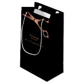 Black Copper Scissors Logo Business Klein Cadeauzakje (Achterkant Gekanteld)