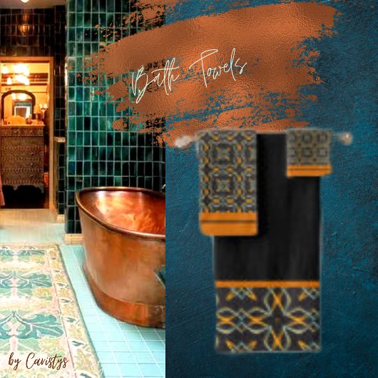 Black Copper Silver Bad Handdoek