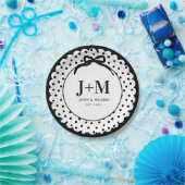 Black Coquette Bow Anniversary Initials Papieren Bordje (Feest)