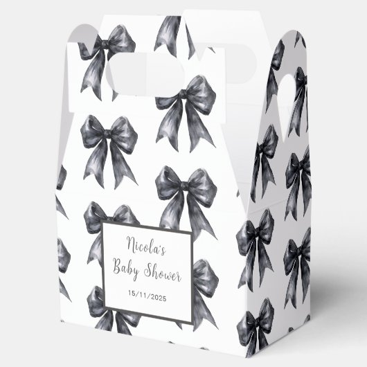 Black Coquette Bow Baby shower Bedankdoosjes (Geopend)