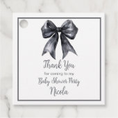 Black Coquette Bow Baby Shower Bedankjes Labels (Voorkant)
