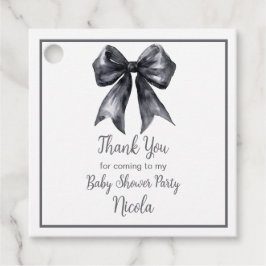 Black Coquette Bow Baby Shower Bedankjes Labels