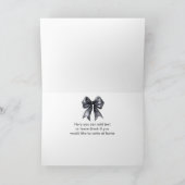 Black Coquette Bow Baby shower Bedankkaart (Binnen)