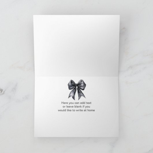Black Coquette Bow Baby shower Bedankkaart (Binnen)