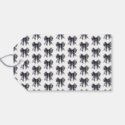 Black Coquette Bow Baby Shower Cadeaulabel (Achterkant Horizontaal)