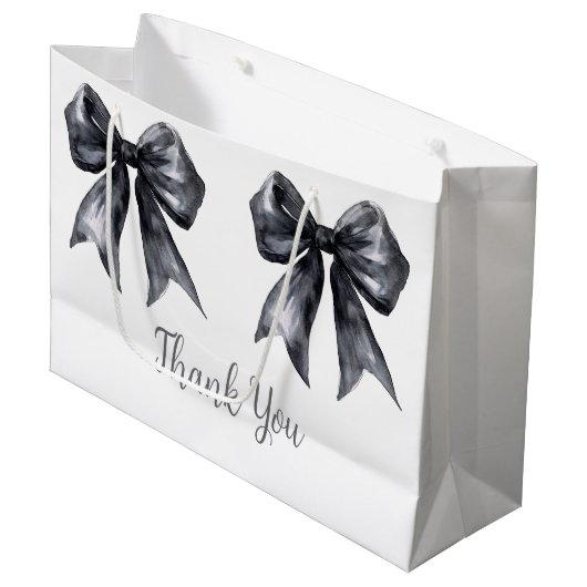 Black Coquette Bow Baby shower Groot Cadeauzakje (Voorkant Gekanteld)