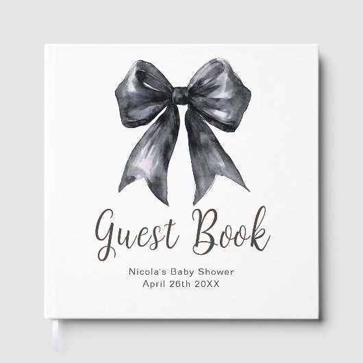 Black Coquette Bow Baby Shower Guest Book Gastenboek (Voorkant)