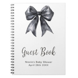 Black Coquette Bow Baby Shower Guest Book Notitieboek