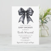 Black Coquette Bow Baby shower Kaart (Staand voorkant)