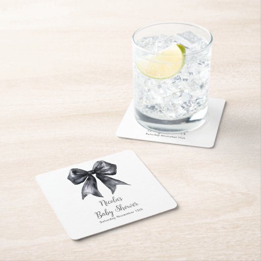 Black Coquette Bow Baby Shower Kartonnen Onderzetters (Insitu)