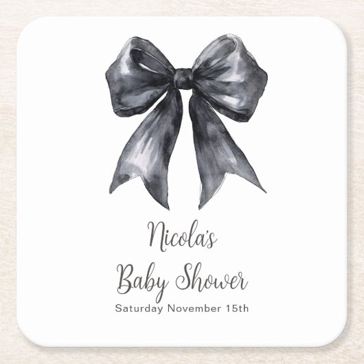 Black Coquette Bow Baby Shower Kartonnen Onderzetters (Voorkant)