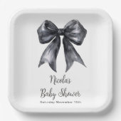 Black Coquette Bow Baby shower Papieren Bordje (Voorkant)