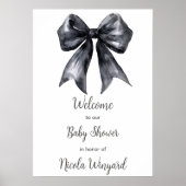 Black Coquette Bow Baby shower Poster (Voorkant)