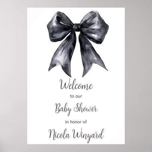 Black Coquette Bow Baby shower Poster (Voorkant)