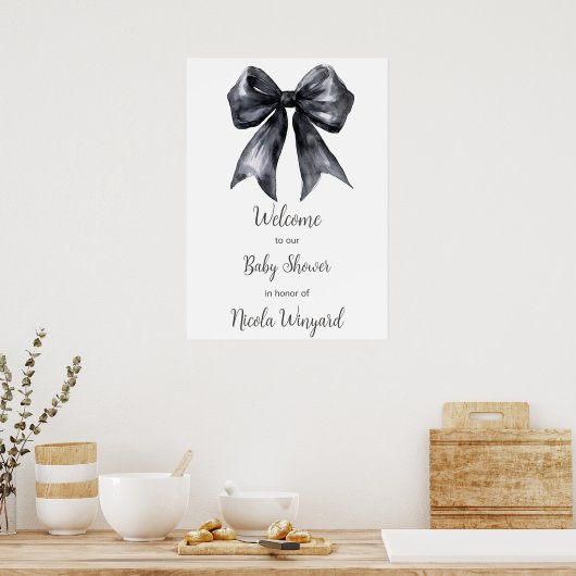 Black Coquette Bow Baby shower Poster (Keuken)