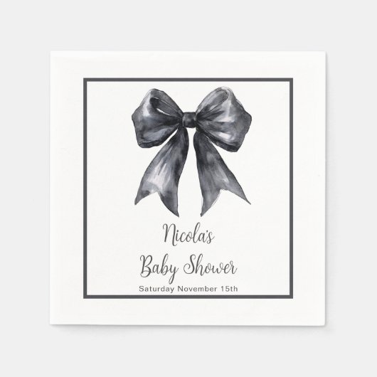 Black Coquette Bow Baby shower Servet (Voorkant)