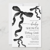 Black Coquette Bow Baby shower Uitnodiging (Voorkant)