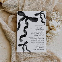 Black Coquette Bow Baby shower Uitnodiging