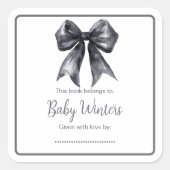 Black Coquette Bow Baby shower Vierkante Sticker (Voorkant)