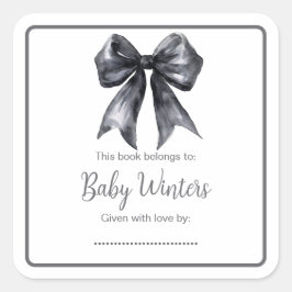 Black Coquette Bow Baby shower Vierkante Sticker