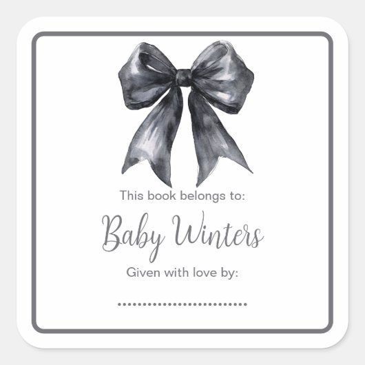 Black Coquette Bow Baby shower Vierkante Sticker (Voorkant)