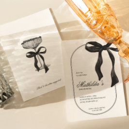 Black Coquette Bow Birthday Invitation Kaart