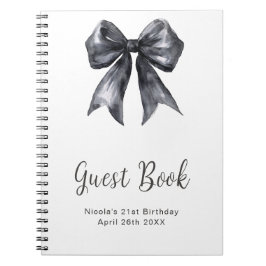 Black Coquette Bow Birthday Party Guest Book Notitieboek
