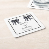 Black Coquette Bow Birthday Party Kartonnen Onderzetters (Schuin)