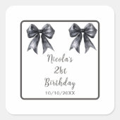 Black Coquette Bow Birthday Party Vierkante Sticker (Voorkant)