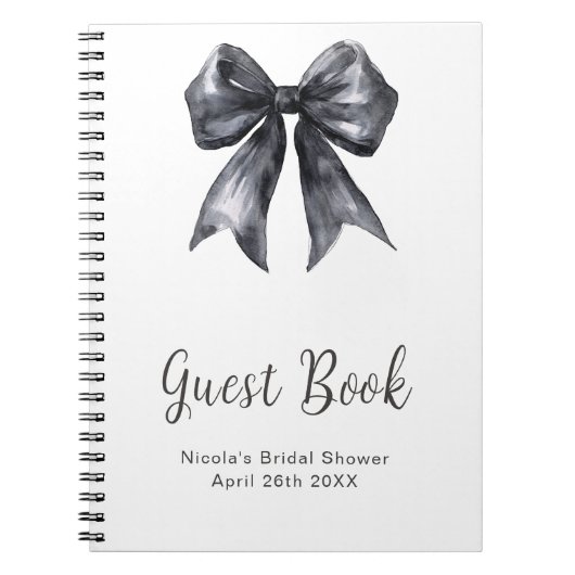 Black Coquette Bow Bridal Shower Guest Book Notitieboek (Voorkant)