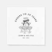 Black Coquette Bow Champagne Tower Anniversary Servet (Voorkant)