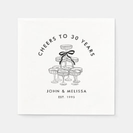 Black Coquette Bow Champagne Tower Anniversary Servet