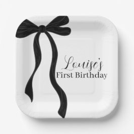Black Coquette Bow Girl Birthday Party Decor Papieren Bordje
