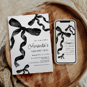 Black Coquette Bow Verjaardag Uitnodiging