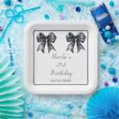 Black Coquette Bow Verjaardagsfeestje Papieren Bordje (Feest)