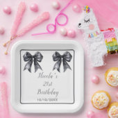 Black Coquette Bow Verjaardagsfeestje Papieren Bordje (Feest)