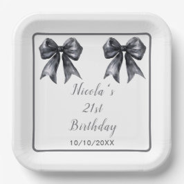 Black Coquette Bow Verjaardagsfeestje Papieren Bordje