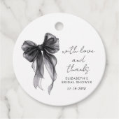 Black Coquette Bow Vrijgezellenfeest Dank u Bedankjes Labels (Voorkant)