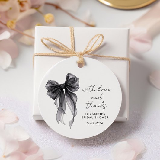 Black Coquette Bow Vrijgezellenfeest Dank u Bedankjes Labels