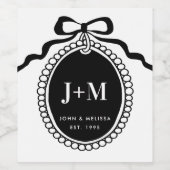 Black Coquette Monogram Charm  Wijn Etiket (Enkel label)