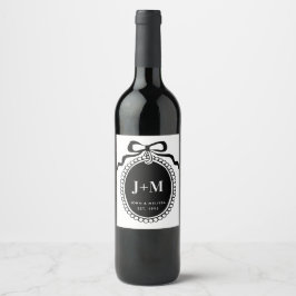 Black Coquette Monogram Charm  Wijn Etiket