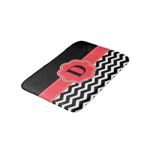 Black Coral Chevron Rug Badmat (Gekanteld)