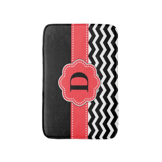 Black Coral Chevron Rug Badmat (Voorkant Verticaal)