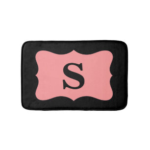 Black Coral Oranje Monogram Initiaal Home Decor Badmat