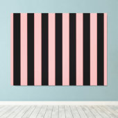 Black & Coral Pink Striped Canvas Wall Art (Insitu (Houten vloer))